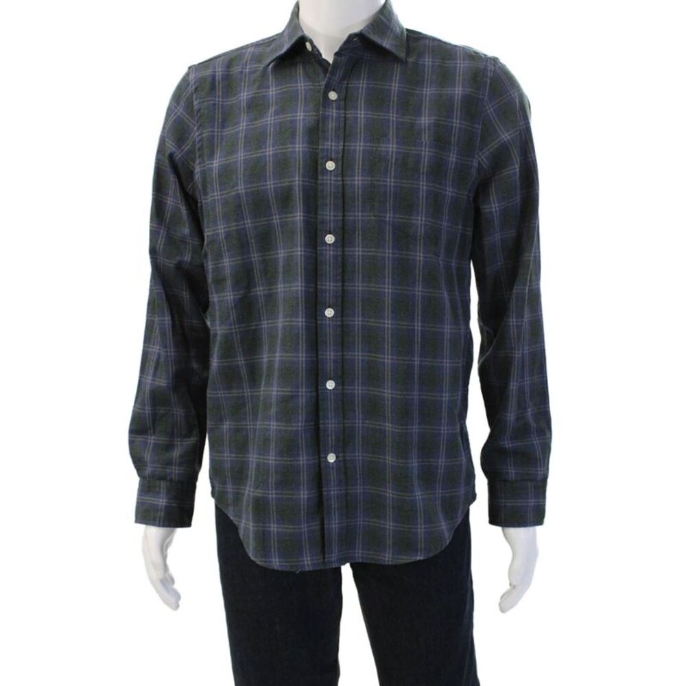 The Men's Store at Bloomingdale's Mens Button-Down Plaid Dark Blue Size M